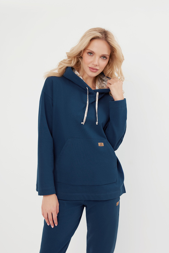 Felpa con cappuccio da donna Lagos Moda italiana - denim