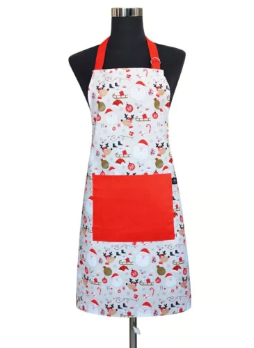 Grembiule da cucina Babbo Natale 60x75 bianco rosso - cotone Spod Igły i Nitki