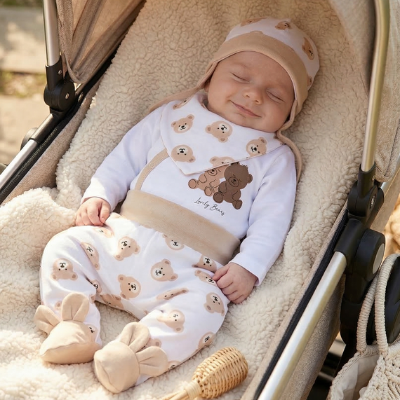 ABK-0048 Set bebè Sweet Bears in cotone biologico Nini