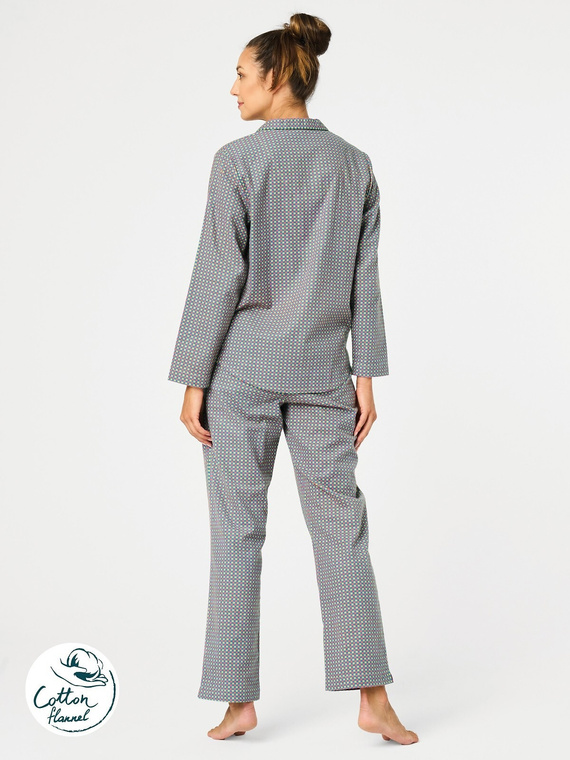 Pigiama da donna LNS 429 Key peplite - cotone, manica lunga, abbottonato