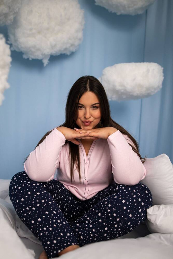 Libra Pigiama donna manica lunga e pantaloni Moda italiana - rosa/stampa