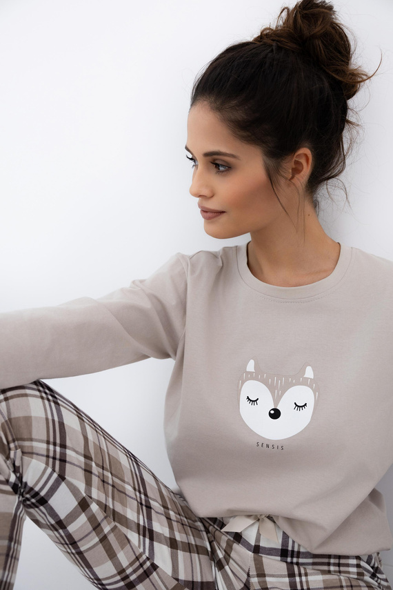 Pigiama donna Tinsley Sensis - cotone, lungo, a quadri