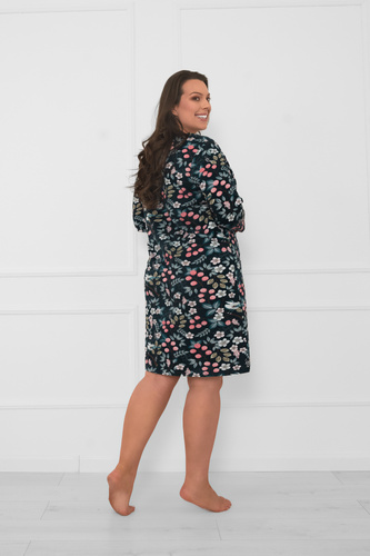 Camicia da notte donna in cotone con maniche a 3/4 Lucja - fantasia floreale Moda italiana