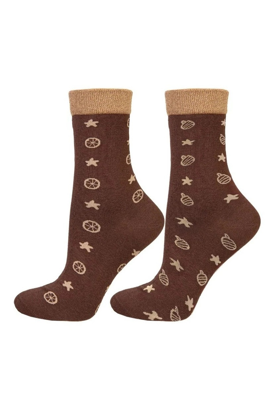 Calze donna Moraj CSLS 250-046 natalizie con lurex e biscotti di pan di zenzero