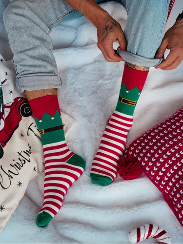 1290-038 Elf Socks Milena - calze natalizie da uomo con motivo a elfo