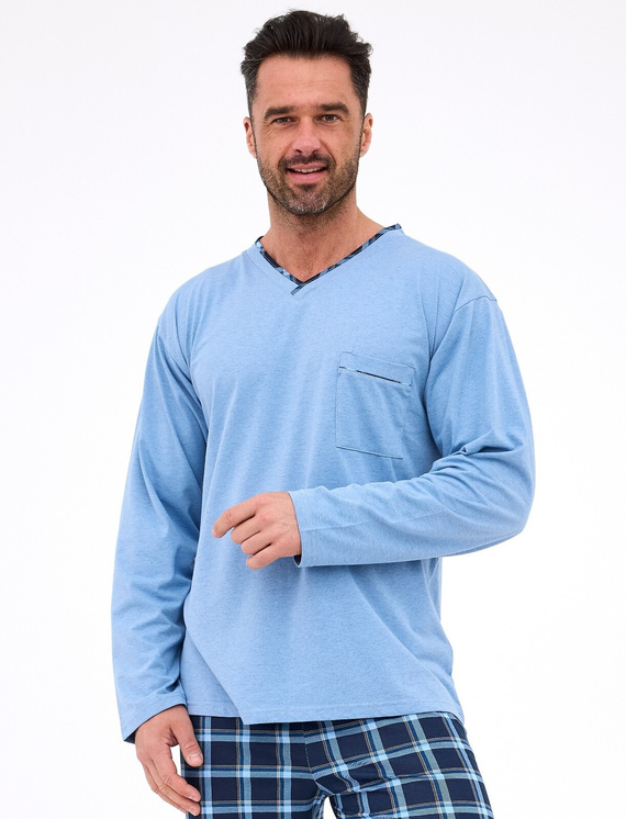 Pigiama uomo 122/304 Richard Cornette blu - cotone, manica lunga