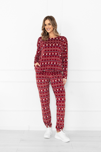 Set da donna Navara - set in pile con motivo natalizio con renne Italian Fashion - bordeaux