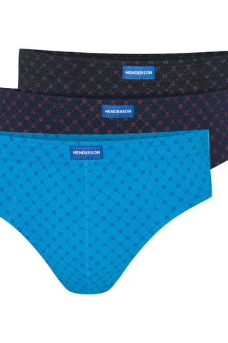 1446 K683 Slip Henderson uomo cotone blu-azzurro, 3 pezzi per scatola