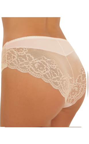 Slip da donna Inga Emili beige in microfibra laser cut con rete ricamata