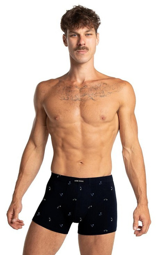 M-1074 Boxer Lama da uomo - cotone, 2 pezzi per scatola, nero e blu navy