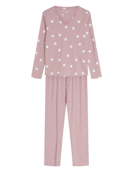 Henderson Gitte 45425 Pigiama Donna Lunga 100% Cotone Scollo a V dusty rose