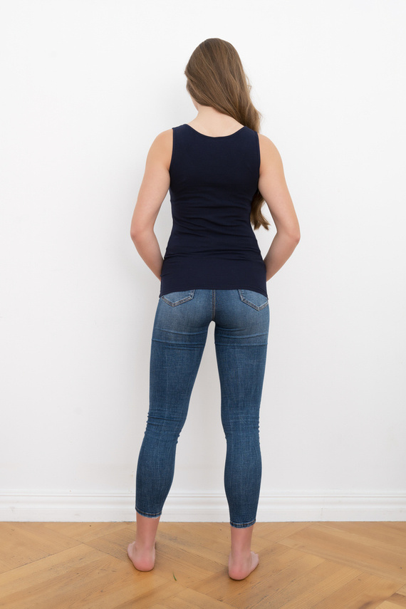 Camicia a spalla larga Ibiza Donna Moda Italiana - blu navy