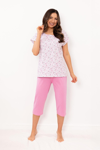 Pigiama donna Regina 4002 cotone fiori 3/4 comodo set