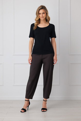 Blusa donna Italian Fashion Liza 93% bambù manica corta elasticizzata - nero