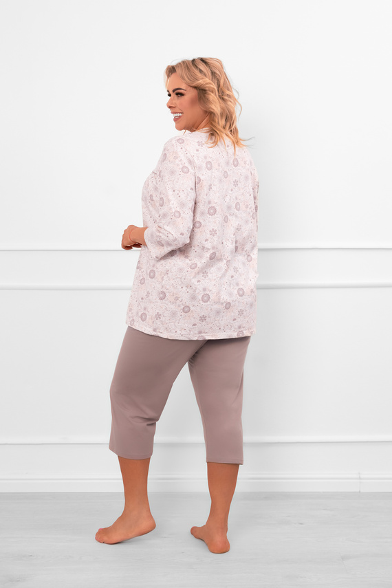 Pigiama da donna Galea - cotone, manica 3/4 e pantalone, motivo floreale Moda italiana