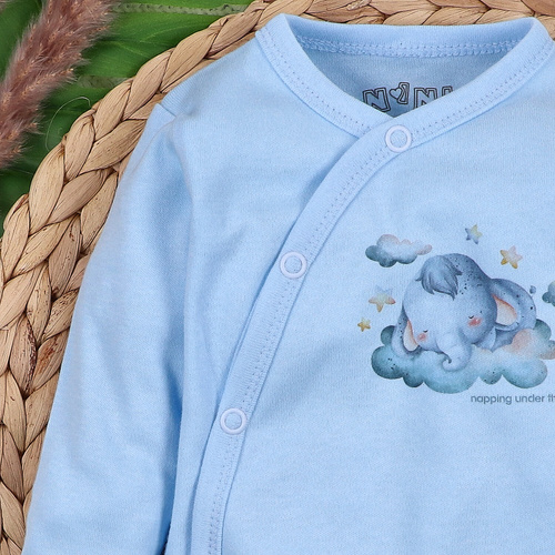 ABN-5603 Nini Little Dreamers - body a busta in cotone biologico per neonati blu - chiusure senza nichel, 100% sicurezza