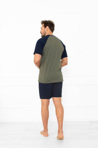 Pigiama uomo Alexander Italian Fashion oliva - maniche corte e pantaloncini corti, 100% cotone