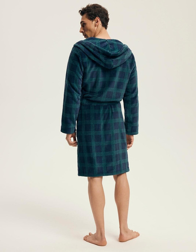 Accappatoio Henderson da uomo 43373 Nickel navy- cappuccio, maglia calda, comfort ed eleganza