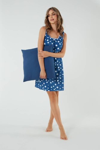 Camicia da notte e vestaglia da allattamento Raba, cinturino largo Moda italiana - stampa blu