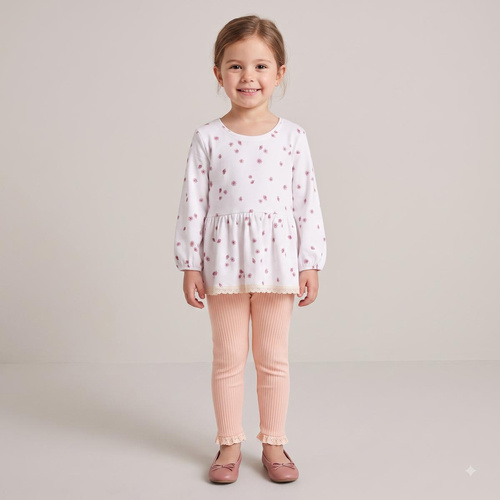 Nicol Hania 226138 Maglietta Bambina 100% Cotone Baschina con Fiori