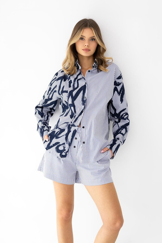 Pigiama donna Hallie cotone righe bottoni manica lunga comodo
