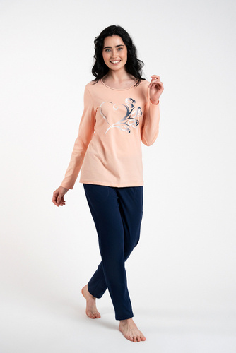 Arietta Pigiama e pantaloni a maniche lunghe da donna Italian Fashion - salmone