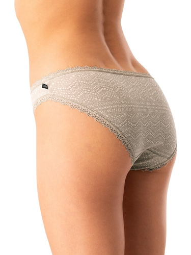 Mutandine da donna LPR 752 B25 Key in cotone grigio-beige, confezione da 2 pezzi in scatola, comoda e classica