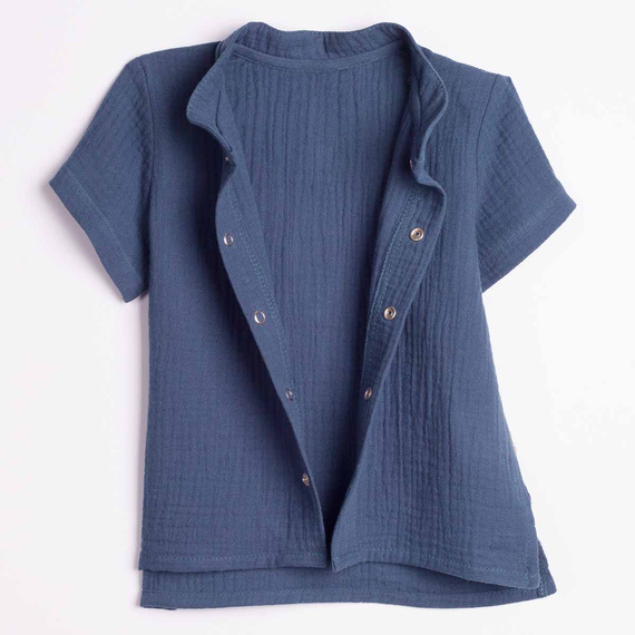 Camicia bambino Nicol 224353 mussola 100% cotone manica corta - blu navy