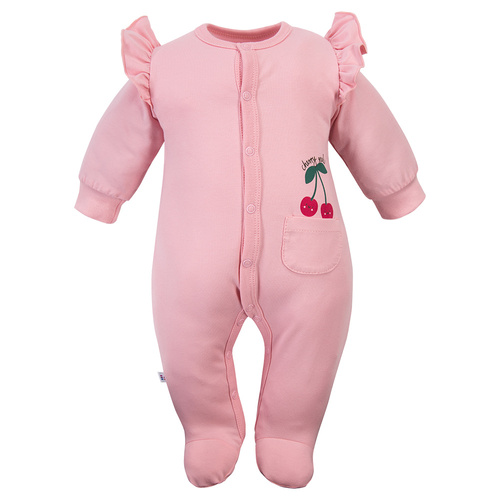 Tutina neonato Eevi Cherry con piedi cotone morbida comoda