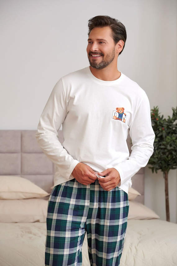 Pigiama Uomo Doctor Nap 7514 Teddy 100% Cotone Manica Lunga Pantaloni