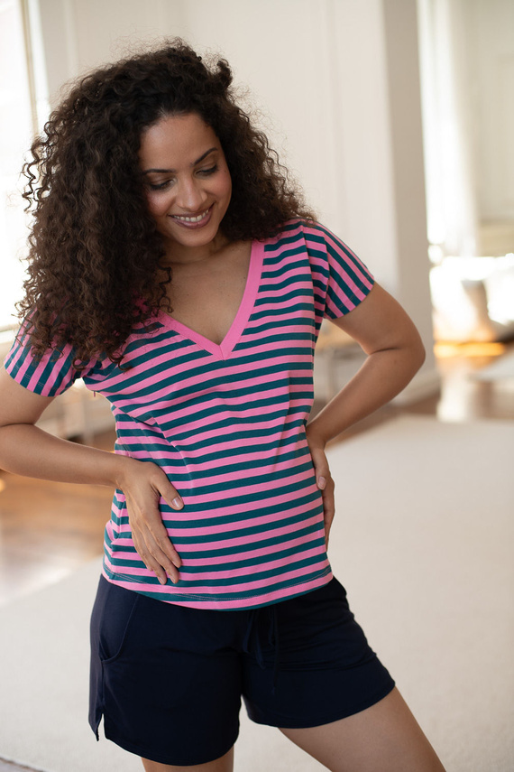 Milk&Love pantaloncini premaman corti in viscosa blu navy per l'estate