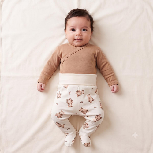 Pantaloni neonato Figo Nicol Koala 100% cotone bianchi