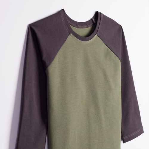 228140 Nicol FARMA Maglia raglan bambino verde mélange cotone