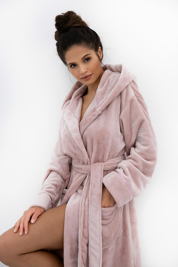 Amaris Vestaglia da donna Sensis rosa - morbida vestaglia con cappuccio, elegante e confortevole