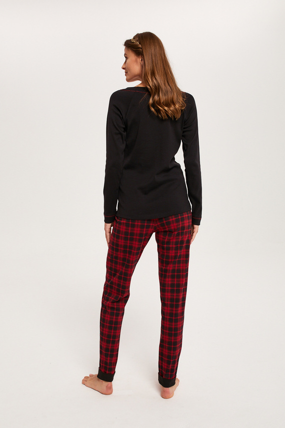 Ordesa Pigiama da donna manica lunga, pantaloni lunghi Moda italiana - nero/stampa