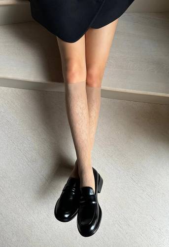 Calze Bellarosa Veneziana visone - traforate, floreali, ultraleggere ed eleganti, massimo comfort senza pressione