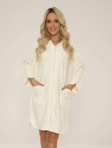 409 Accappatoio corto Jacquard da donna De Lafense - ecrù