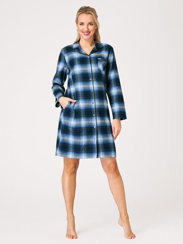 Camicia da notte Key LND 465 in flanella jeans 100% cotone con bottoni