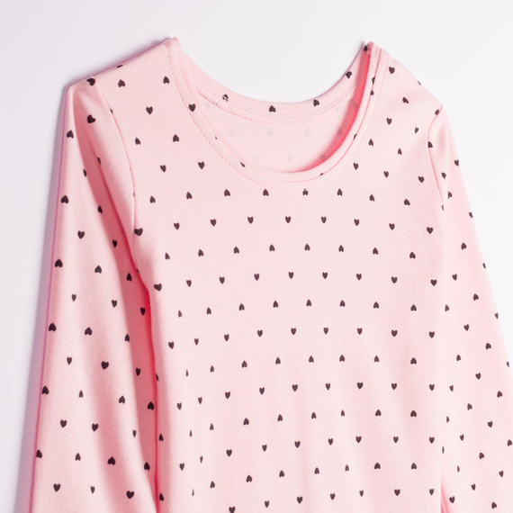 Pigiama bambina Nicol Tosia 225038 in cotone, lunga, rosa con cuoricini
