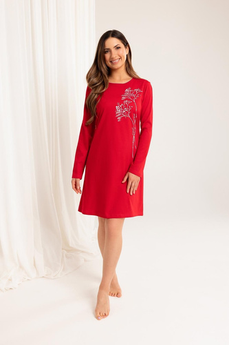 160 Camicia da notte Regina rossa - cotone, manica lunga, comoda e classica