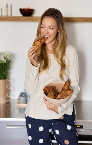 Oceane PW85 Pigiama donna Mefemi-viscosa, in pisello, con fiocchi