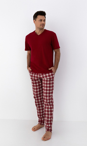 Matthew Pigiama Sensis - pigiama da uomo in cotone con camicia con scollo a V e pantaloni a quadri