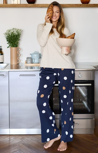 Oceane PW85 Pigiama donna Mefemi-viscosa, in pisello, con fiocchi