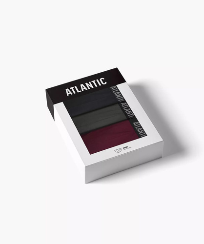 Slip Atlantic uomo 3MP-094/25 cotone kaki viola-nero, confezione da 3 pezzi, taglio classico