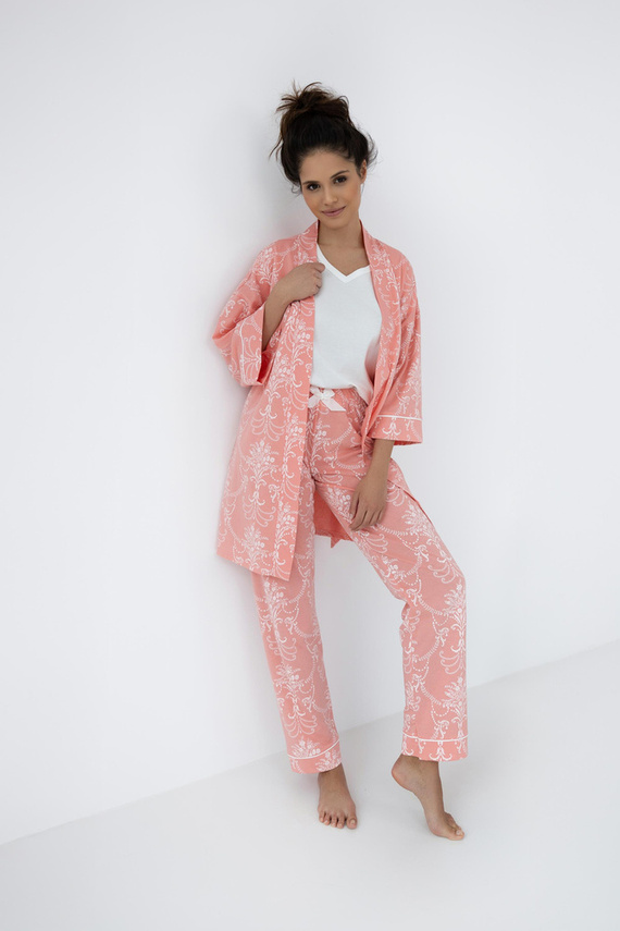 Pigiama da donna Kalina Sensis - ecru e salmone