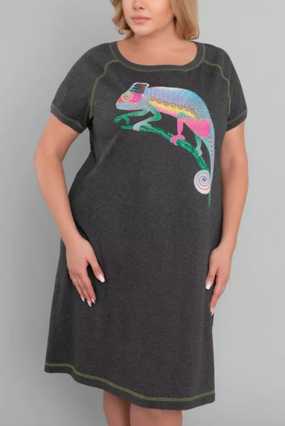 Camicia da notte Volta a maniche corte Moda italiana - melange scuro/verde