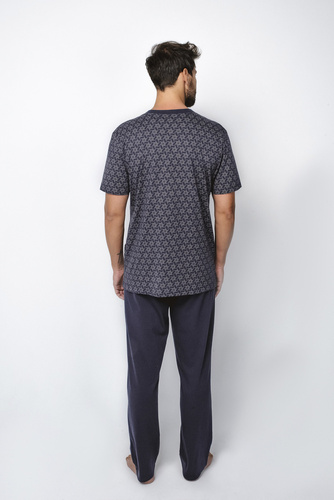 Ricardo Pigiama uomo manica corta, pantaloni lunghi Moda italiana - blu navy