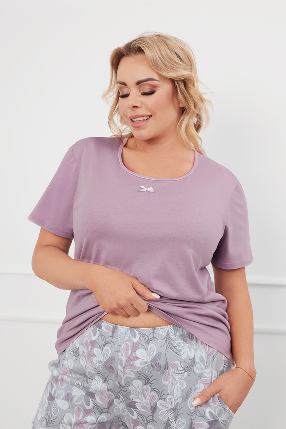 Ibena Pigiama donna manica corta, pantalone 3/4 Moda italiana - erica/stampa