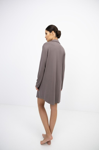 Sensis Lyra Mocca camicia da notte donna in viscosa con bottoni
