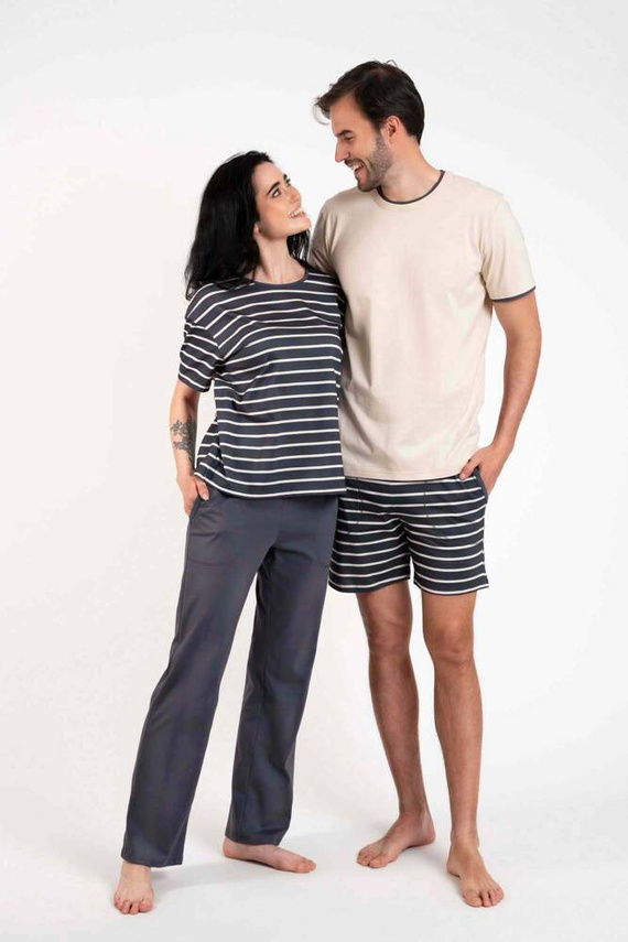 Betty Pigiama donna manica corta, pantaloni lunghi Moda italiana - stampa grafite/grafite